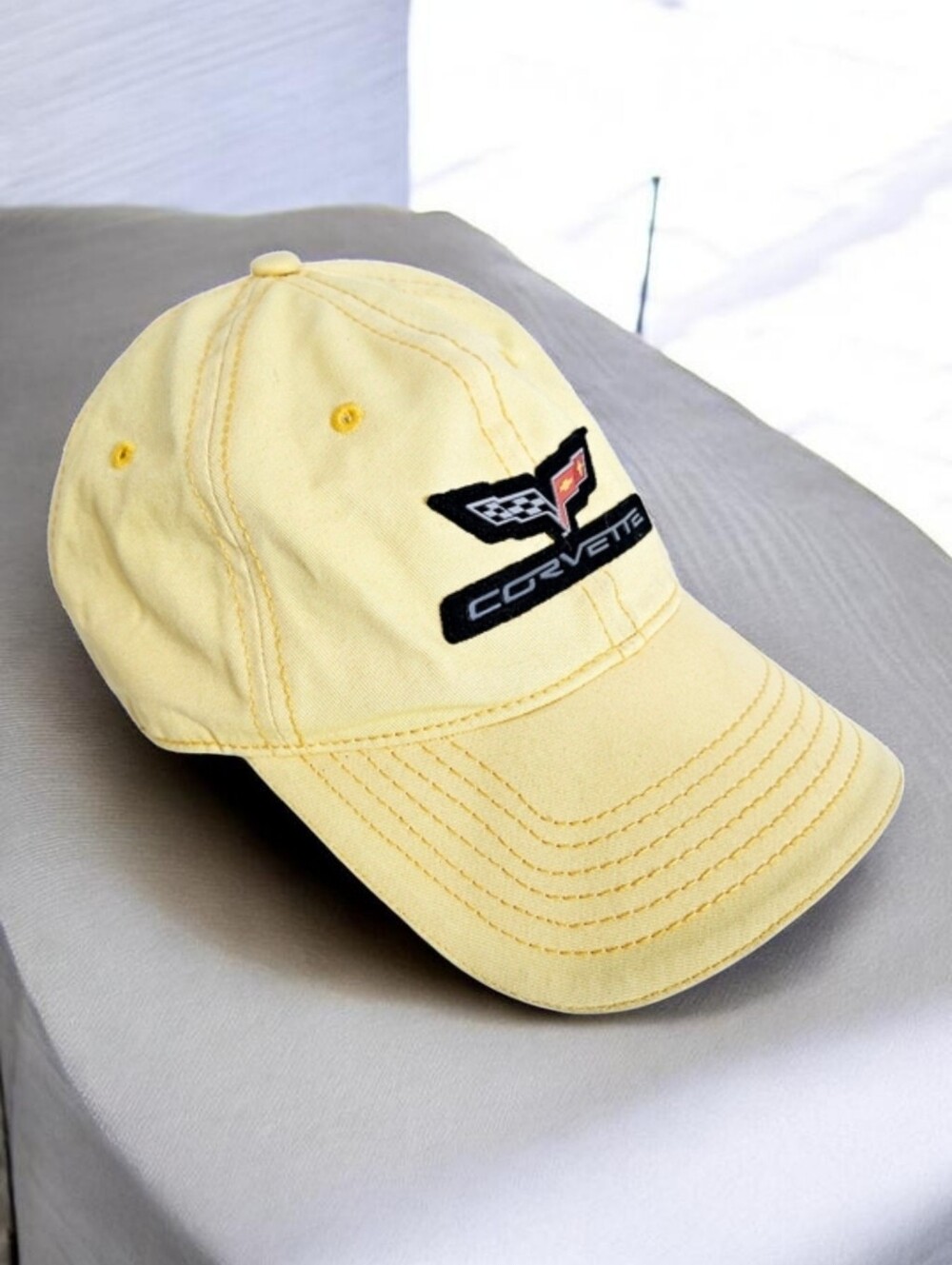 Otto Corvette C6 Hat OS Adjustable Low Profile Dad Cap Embroidered Yellow Khaki